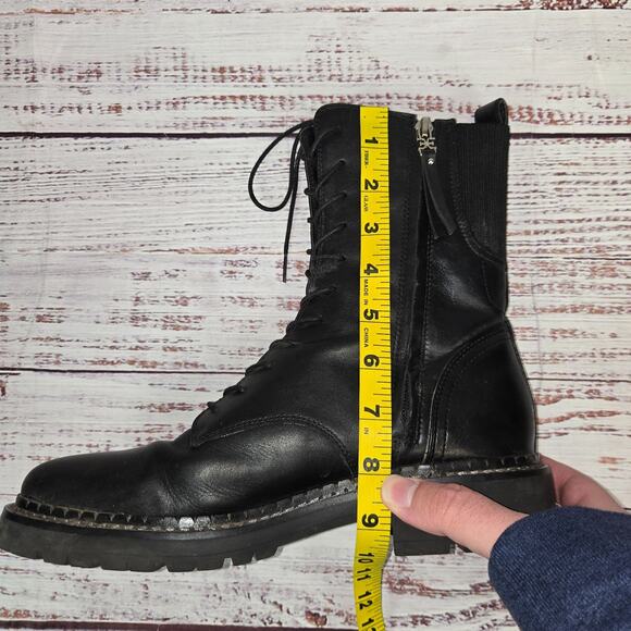Sam Edelman Lex Combat Boots Womens 8.5 Black Leather Lace Up Lug Sole Gorpcore - Picture 7 of 8